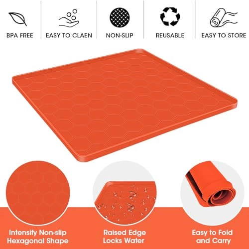 Mini Fridge Silicone Mat - 24''x24''x0.6'' Orange