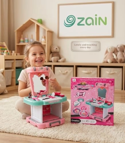 'Charming' 3-in-1 Transforming Kids' Makeup Vanity & Suitcase Playset - 27 pcs (741869347782)