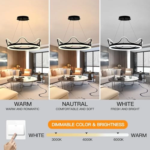 Crown LED Chandelier - 3000K–4000K–6000K Dimmable