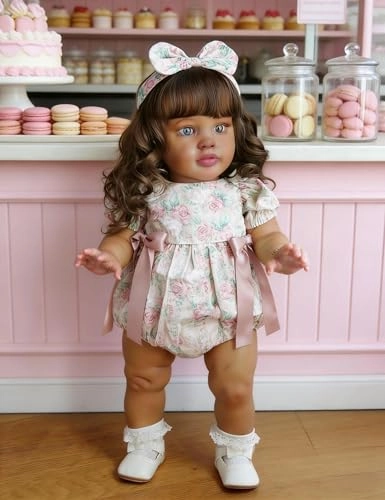 Pippa Reborn Baby Doll - 26 inch Cotton Vinyl Hand-rooted Curly Hair Ages 3+