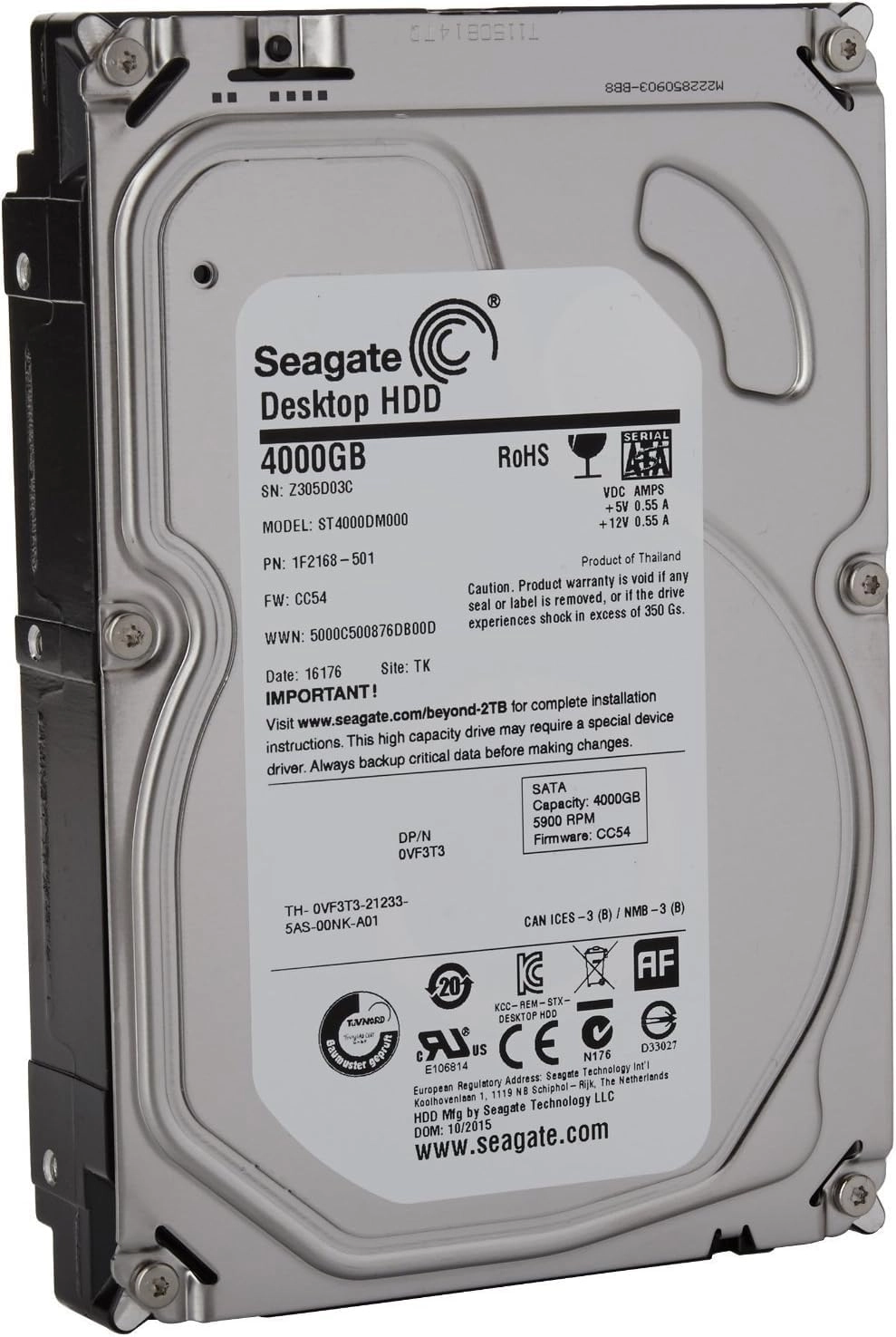 Seagate Barracuda Desktop 3.5" 5900rpm 64MB SATA 6Gb/s (ST4000DM000-cr) - 4TB