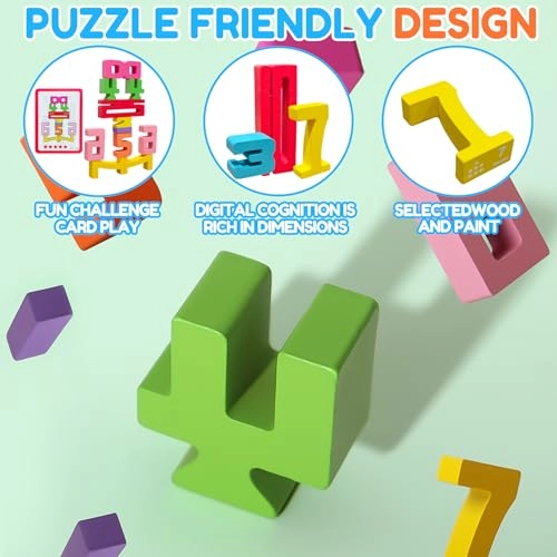 Wooden Number Building Blocks - 3+ Years Old 20 pieces