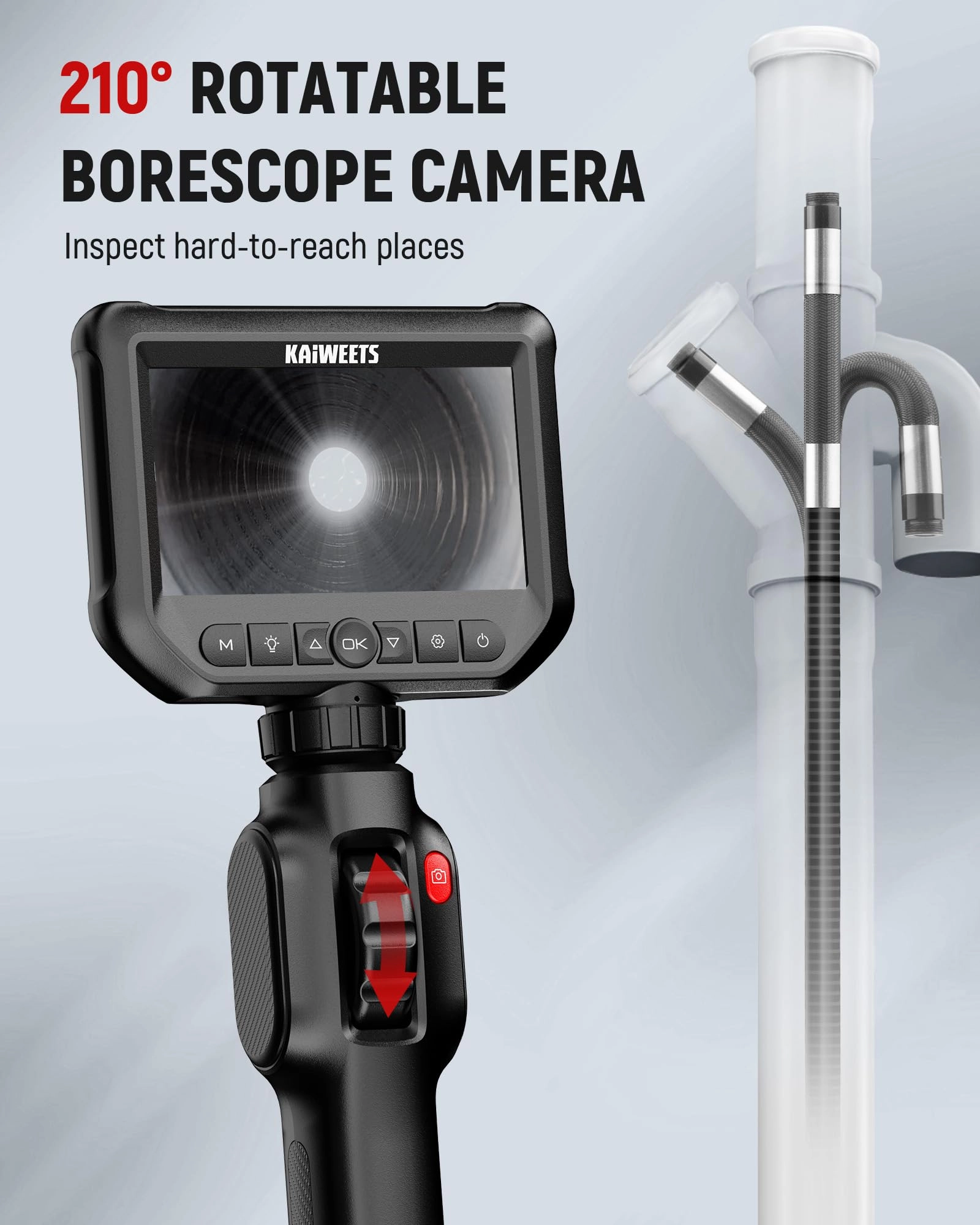 Two-Way Articulating Borescope Camera - 0.25in 5.3FT