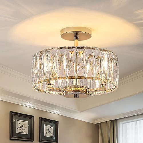 Modern Crystal Chandelier - French Gold 3-Lights