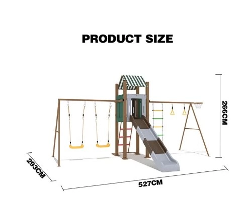Spring Rider + Round Trampoline - 8FT + Caterpillar Tunnel + Slide and Swing Playground Set + Two Seater Seesaw