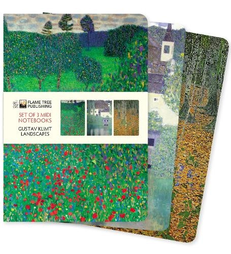 Flame Tree Publishing Midi Notebook Set - Gustav Klimt: Landscapes Midi - Lined 64 Pages