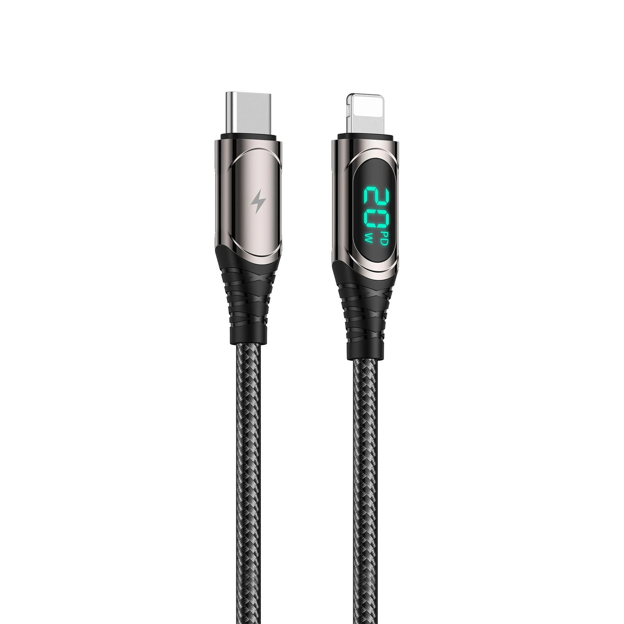 Premium Nylon LED Cable PD Type C to Lightening Fast Charging 1.2m