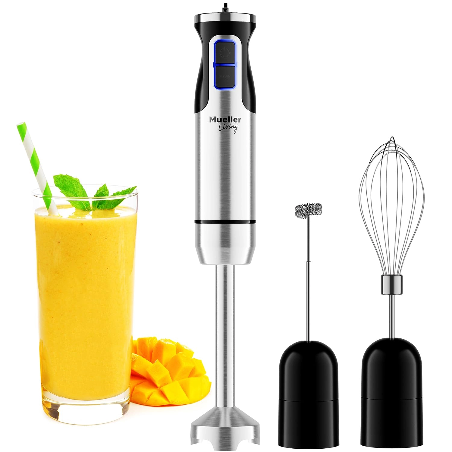 Mueller Immersion Blender Handheld - 8 Speed Stainless Steel 3 in 1