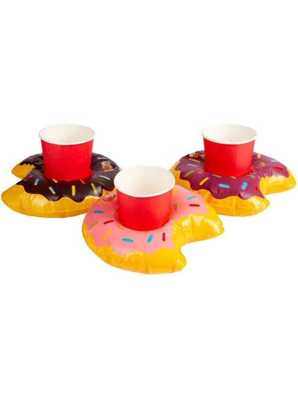Party Zone Inflatable Donut Drink Holder Ring - 3-Pack 20 cm