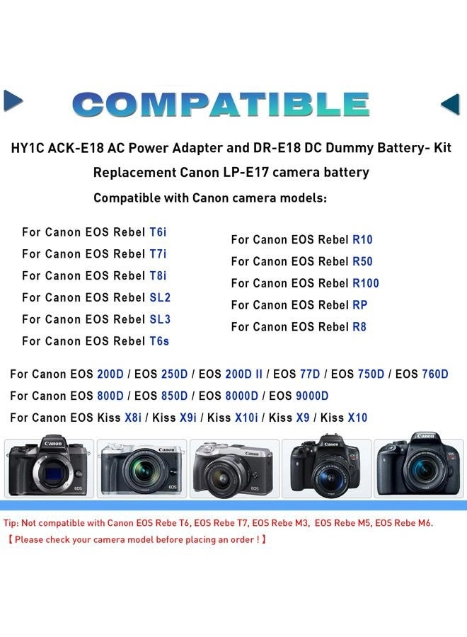 ACK-E18 - AC Power Adapter + DR-E18 - DC Coupler + LP-E17 - Dummy Battery
