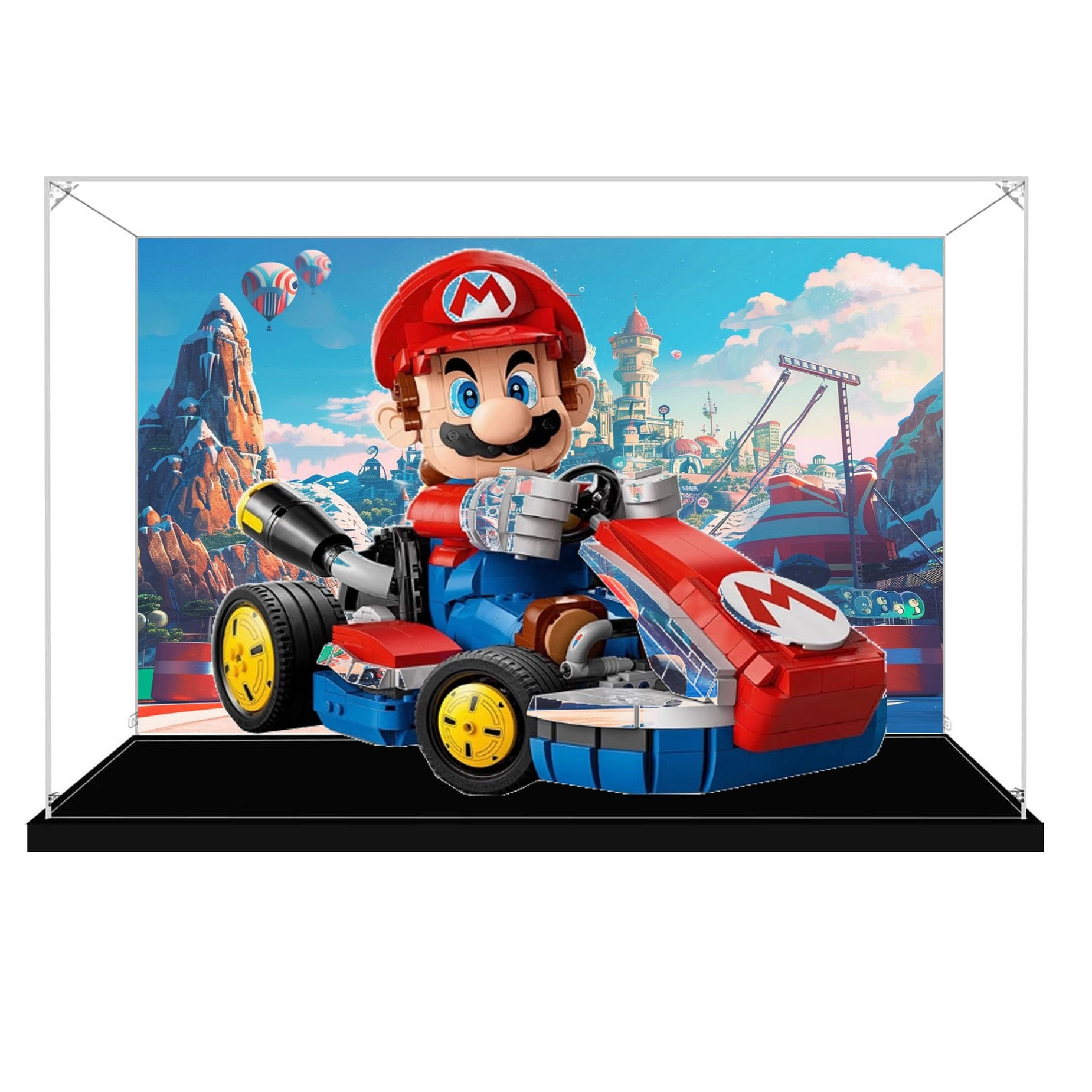 PHOVKFR Acrylic Transparent Collectible Display Case for LEGO 72037 Karting Block Model - 3mm thickness