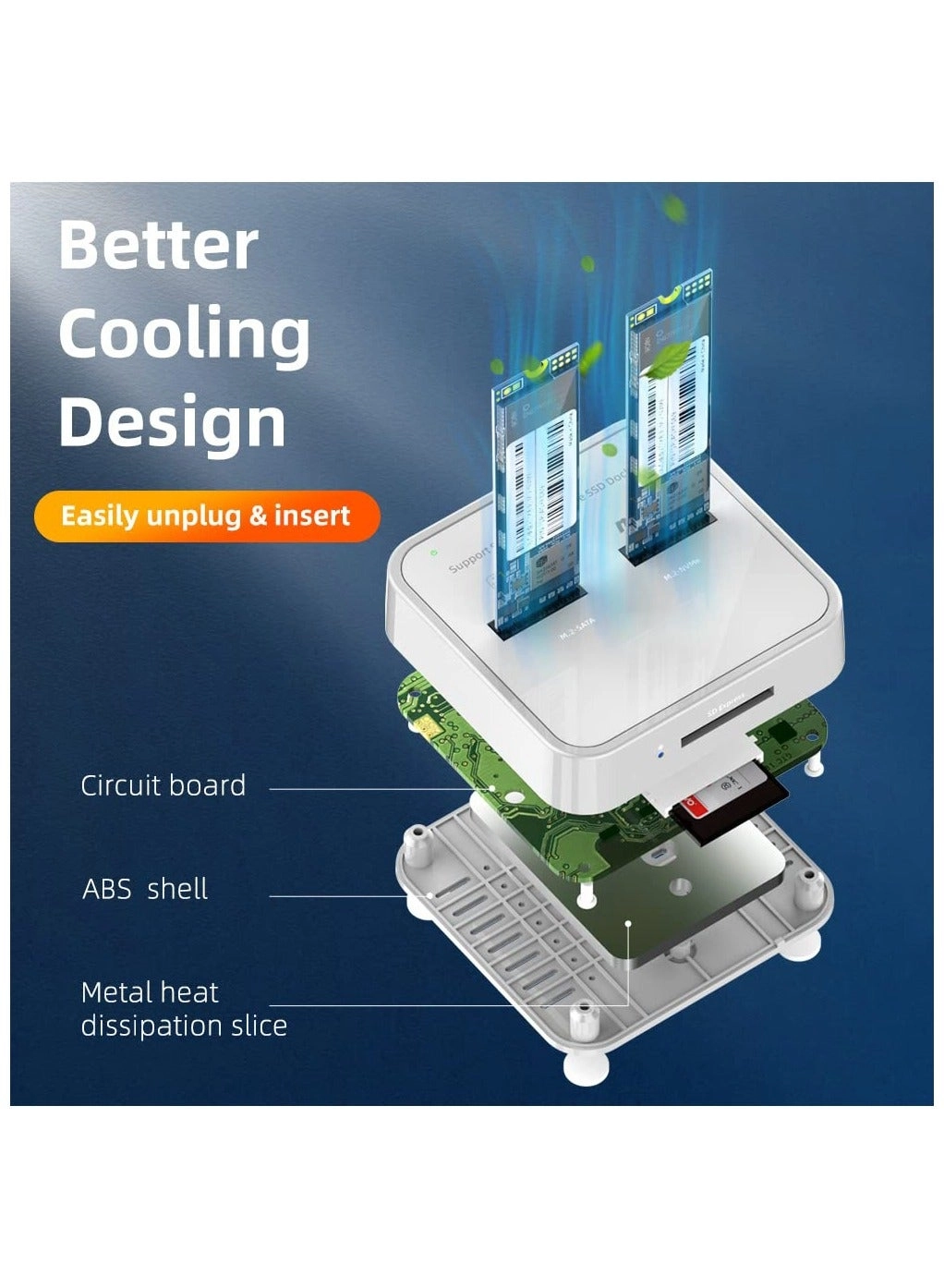 M.2 NVME SSD Docking Station - Cooling Fan 2.5" & 3.5" SATA Support