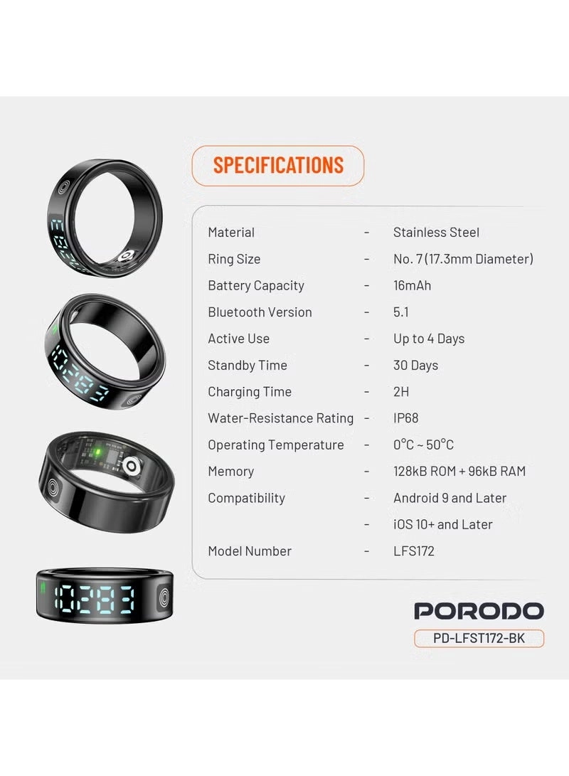 FitSync Smart Ring - Ring Size 7 (17.3mm) IP68 Water Resistant 16mAh