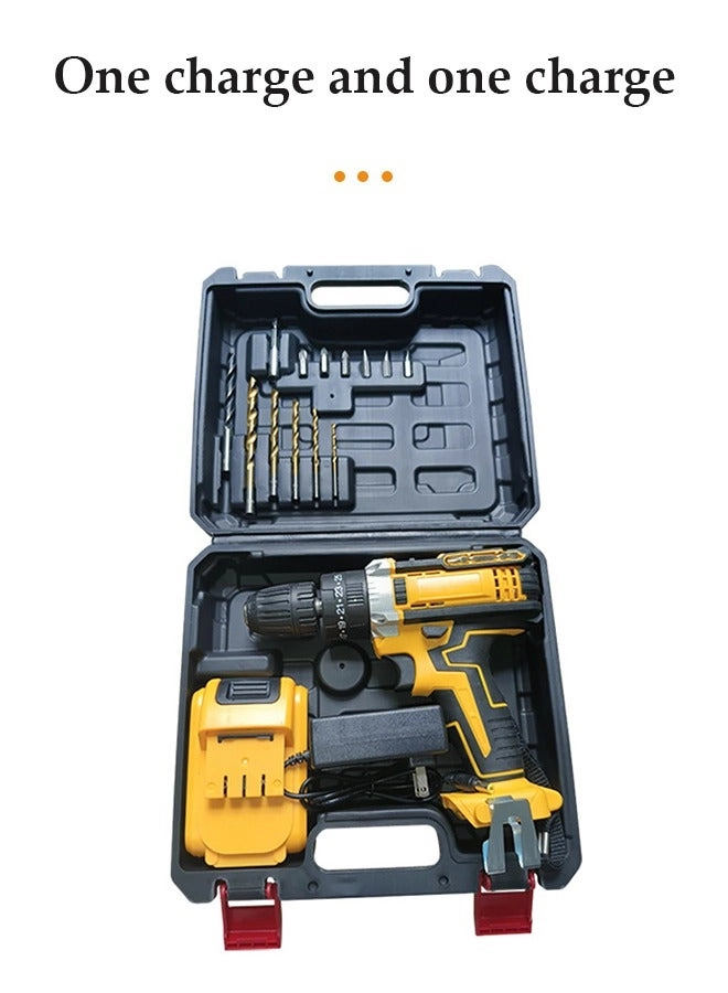 Cordless Drill Set - Impact Drill Set 1 Lithium-Ion Batteries yellow