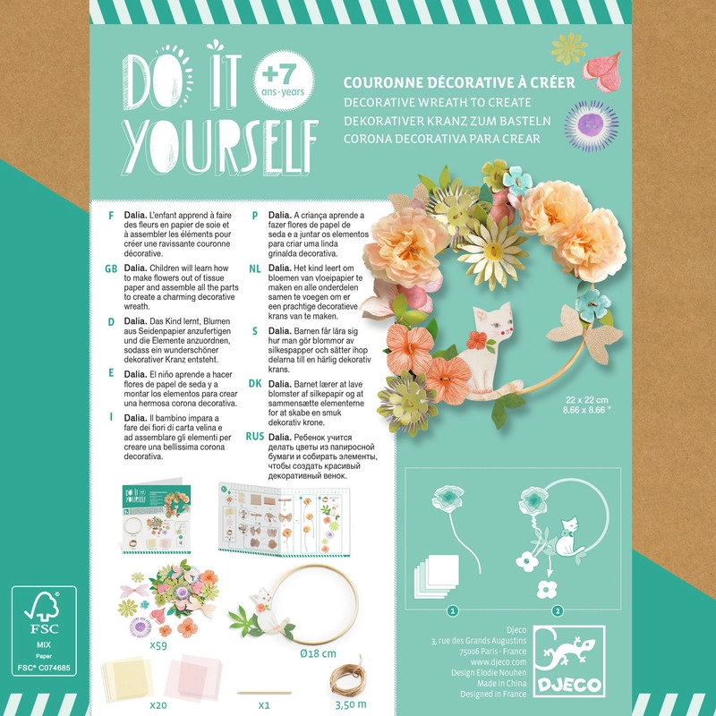 Do It Yourself Kit - Dalia - 18 cm bamboo ring 59 pre-punched designs