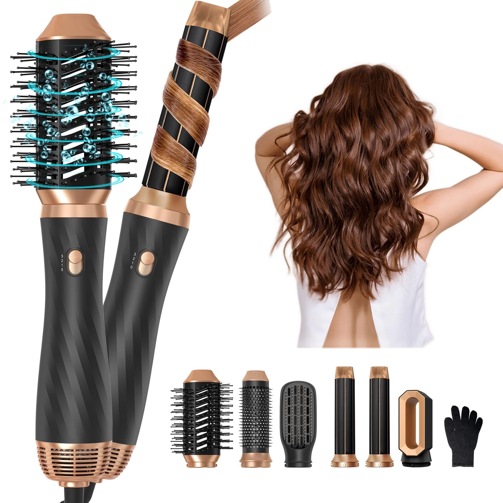 trylater 6 in 1 Hair Dryer Brush - 700 watts Gold