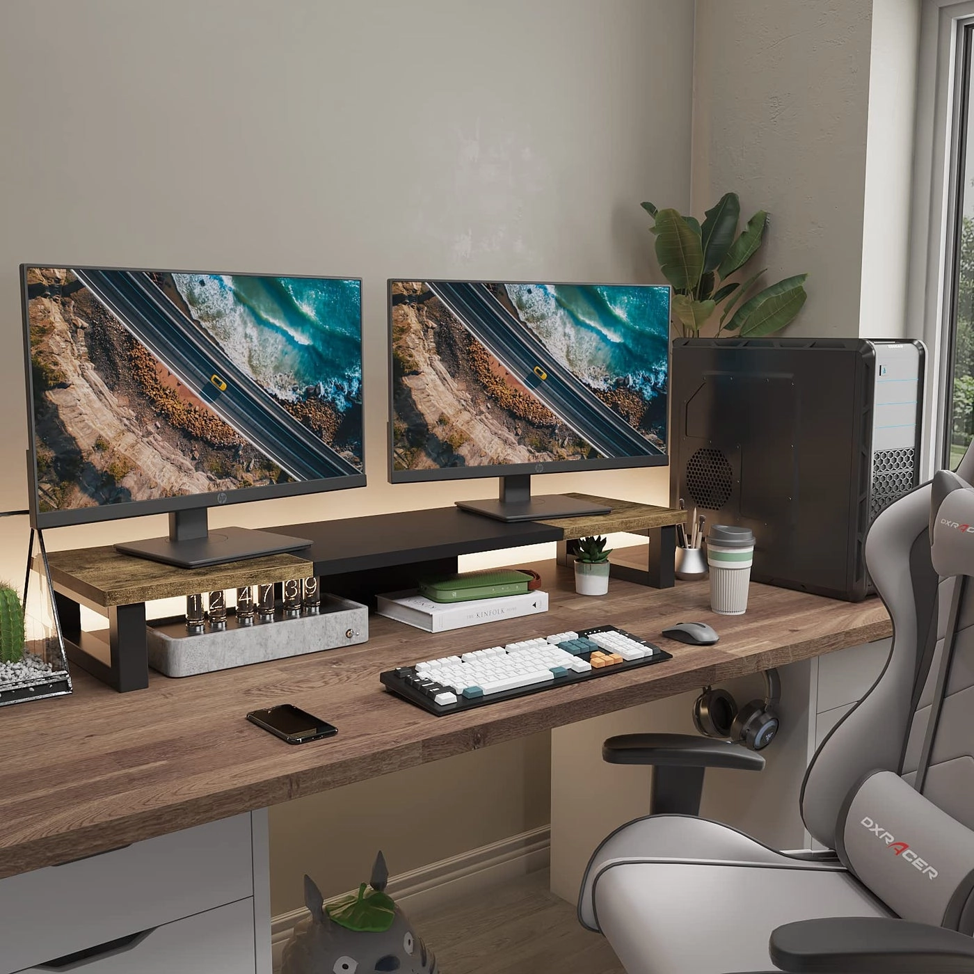 Monitor Stand Riser - Dual Wood and Steel