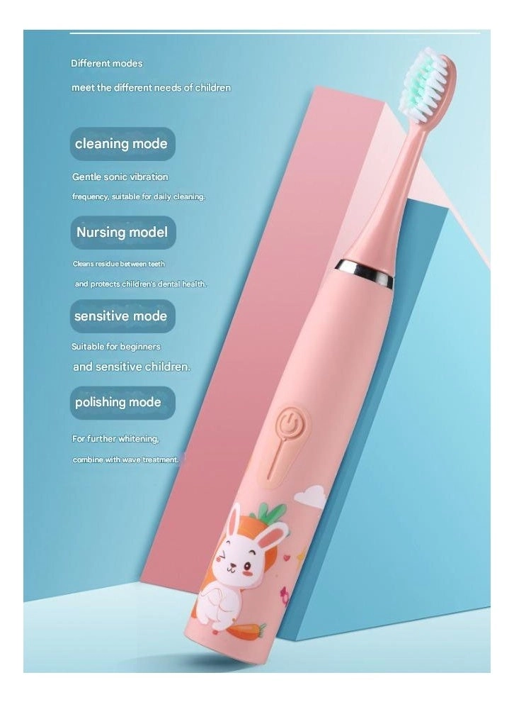 Ultrasonic Electric Children's Toothbrush - Super Soft Waterproof USB Charging 6 Heads