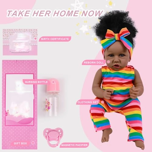 Reborn Baby Doll - 22 Inch Silicone Black Ages 3+