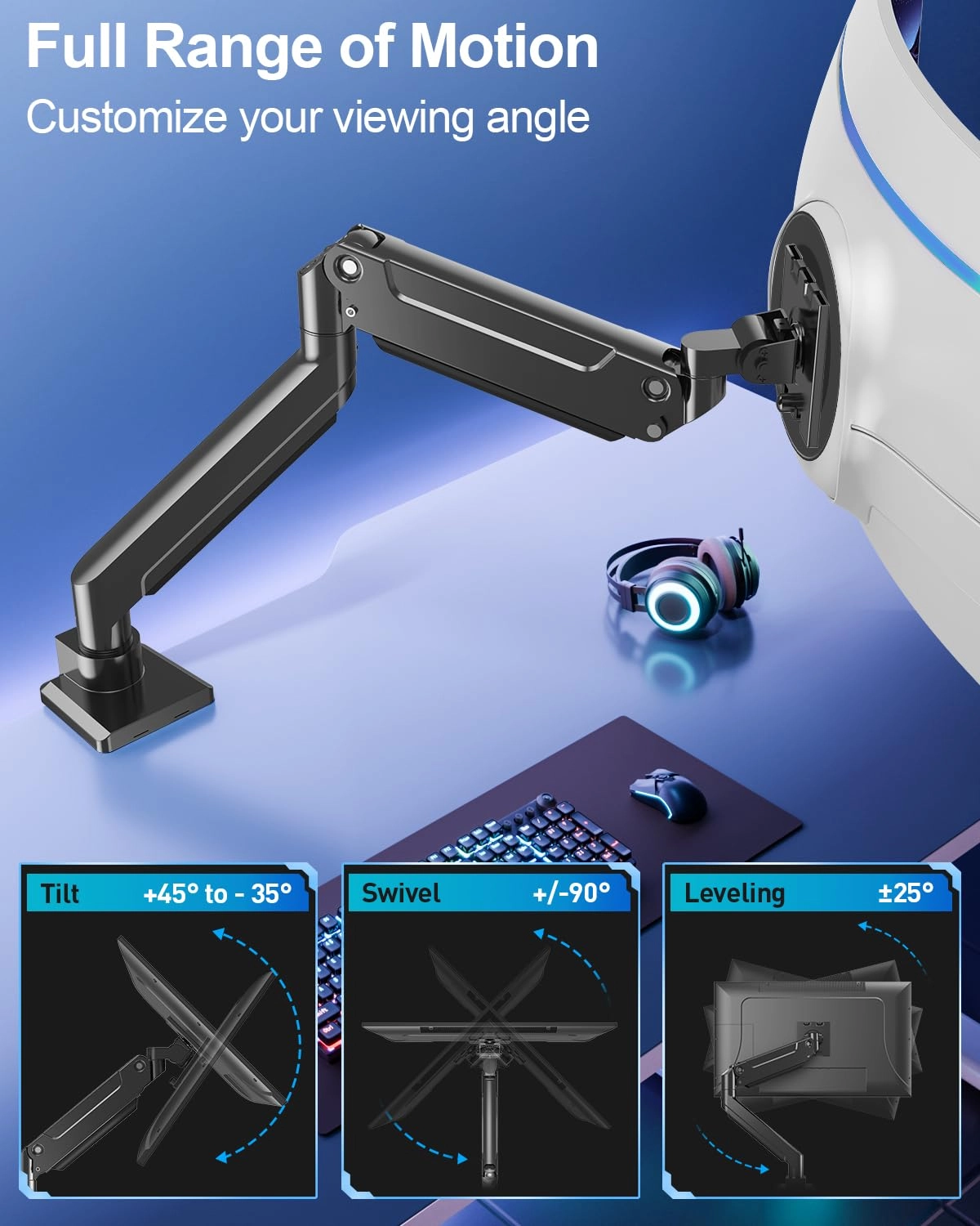 Heavy Duty Monitor Arm - Single 49 Inch 100x100mm