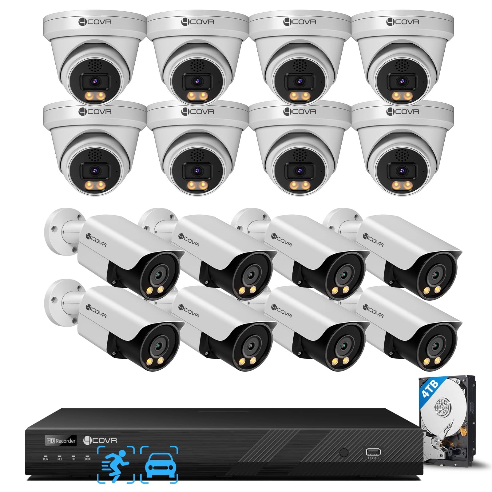 4COVR PoE Security Camera System - 8pcs 16 5MP
