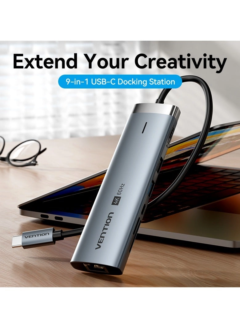 Vention 9-in-1 USB-C Docking Station - USB-C MacBook Pro/Air Dell HP Lenovo