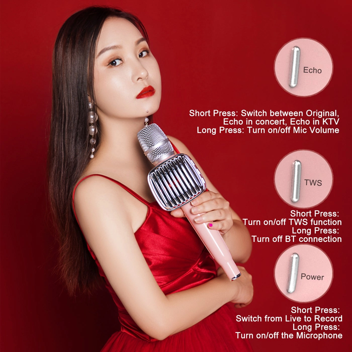 G1 BT Wireless Karaoke Microphone - 5W * 2