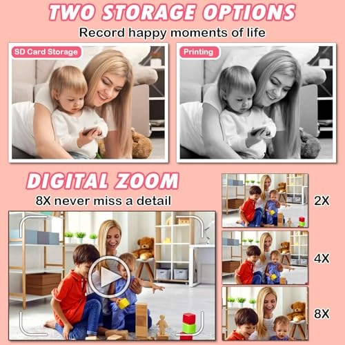 Kids Instant Digital Camera - 32GB 1080P Pink