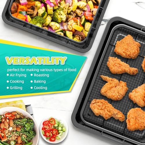 Air Fryer Basket - Stainless Steel 2 Set + Air Fryer Pan + Crisper Tray