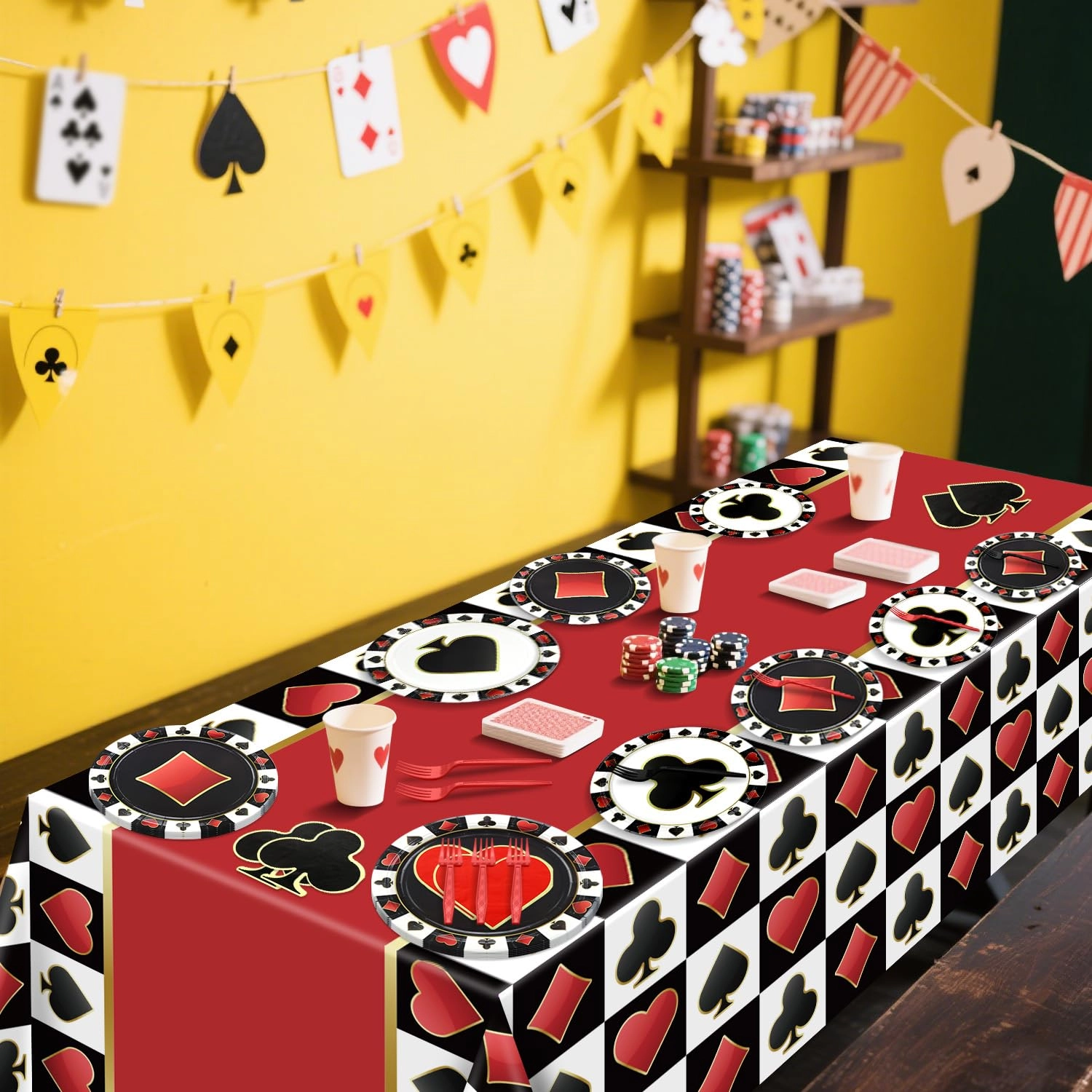 Casino Plates + Poker Tablecloth + Casino Napkins - 61.0 count Birthday