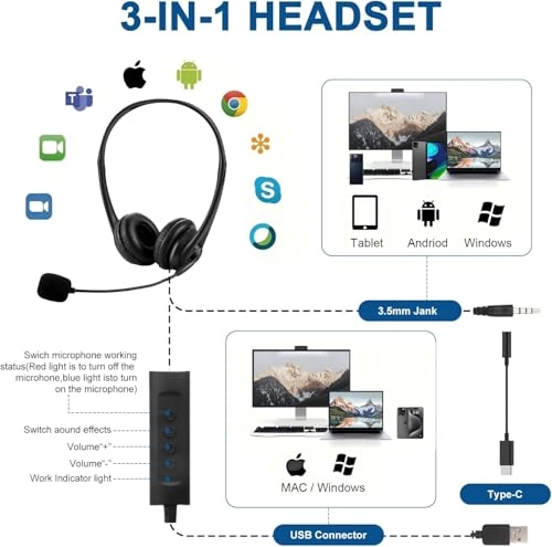 USB Computer Headset Wired Headset