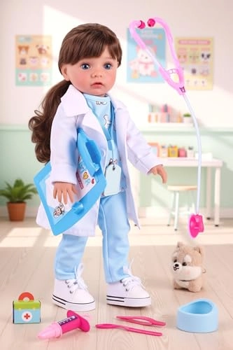 BABESIDE American Realistic Baby Doll - 16Inch Vet Play Set