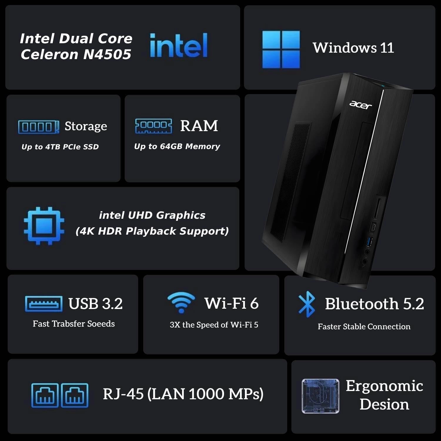 Aspire Business Desktop - N4505 8GB 256GB