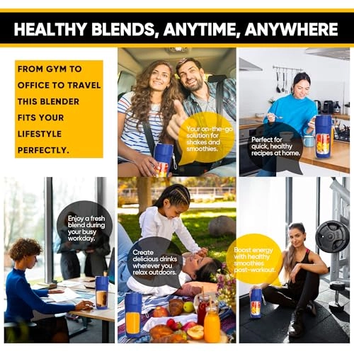 Portable Blender Bottle - Cordless USB-C Stainless Steel Blade BPA Free