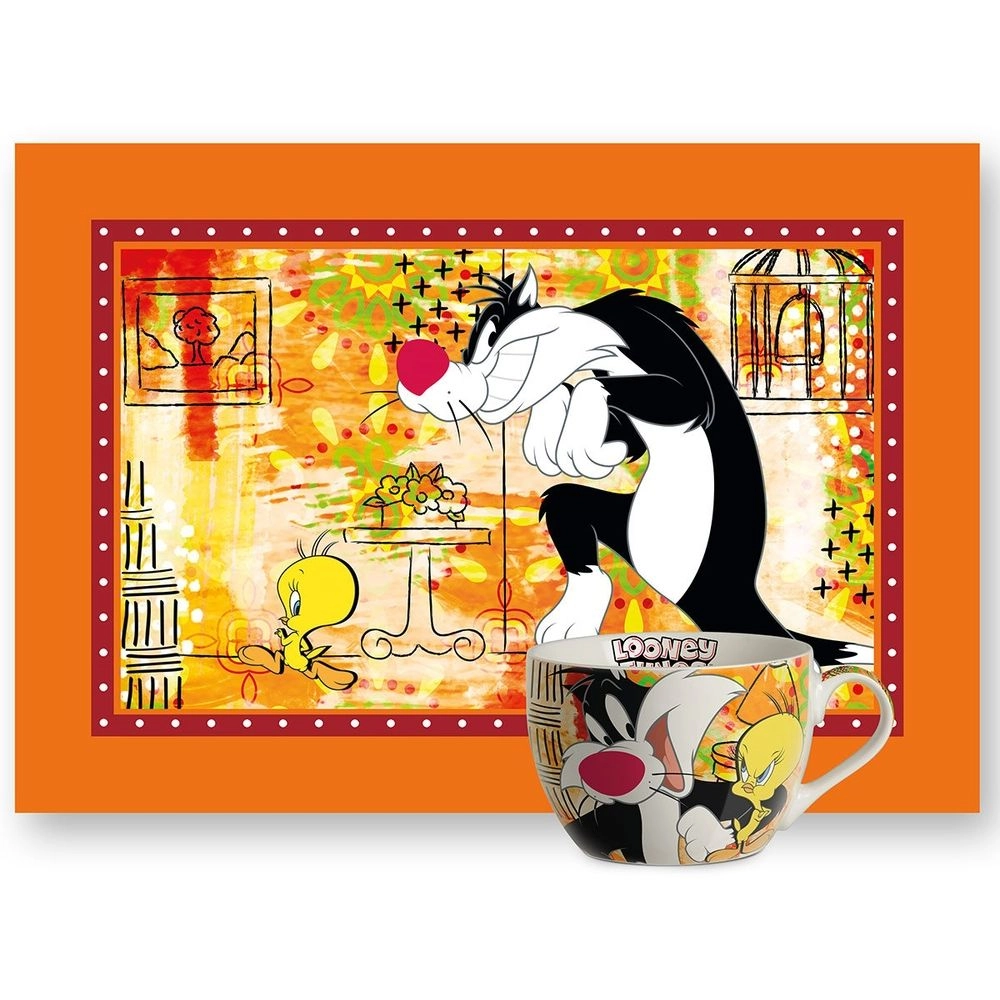 EGAN Sylvester & Tweety Breakfast Cup And Placemat Set