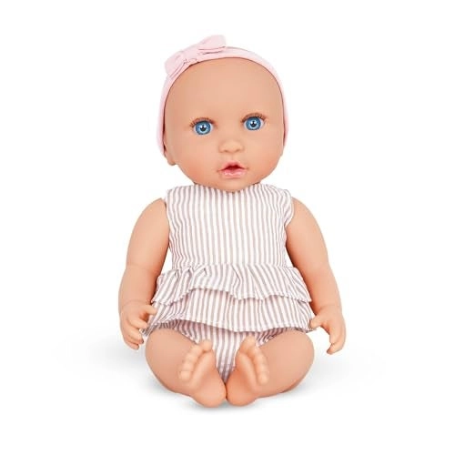 Baby Doll - 14-Inch Blue Eyes + High Chair - Removable Tray + Playpen + Jogger Stroller - Foldable Canopy Ages 2+