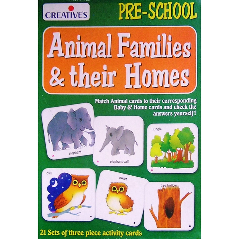 Creative's Pre-School Animal Families & Their Homes - 3 Years and Above 21 Sets of 3-piece Activity Cards