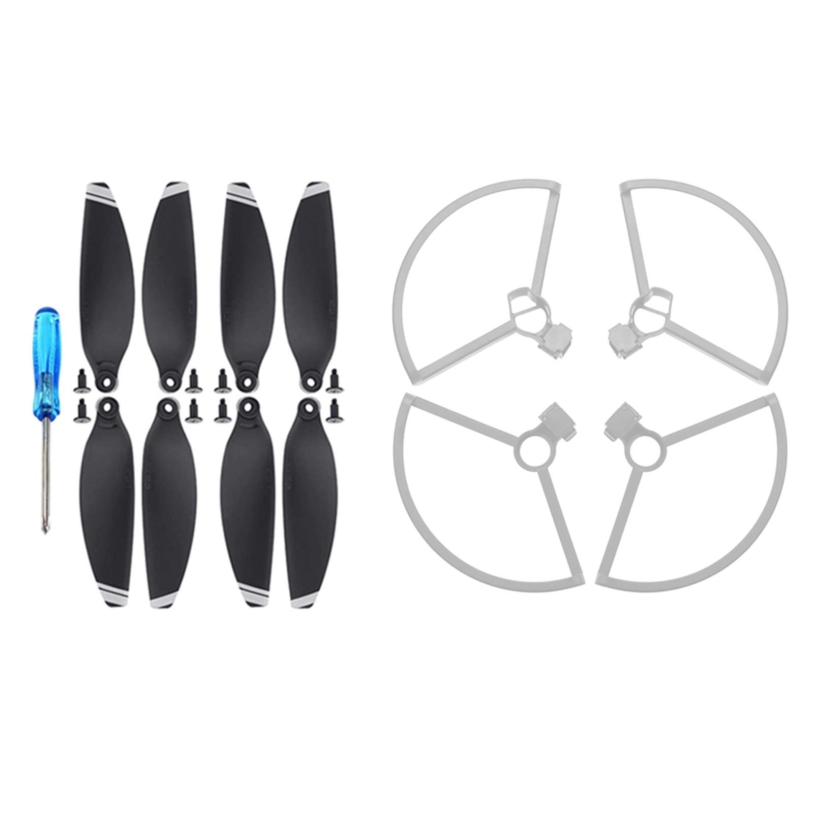 HUVNEXA Store Propeller Guard Protector Cover - Silver + Lower Noise Propellers - 8pcs(2 pairs)