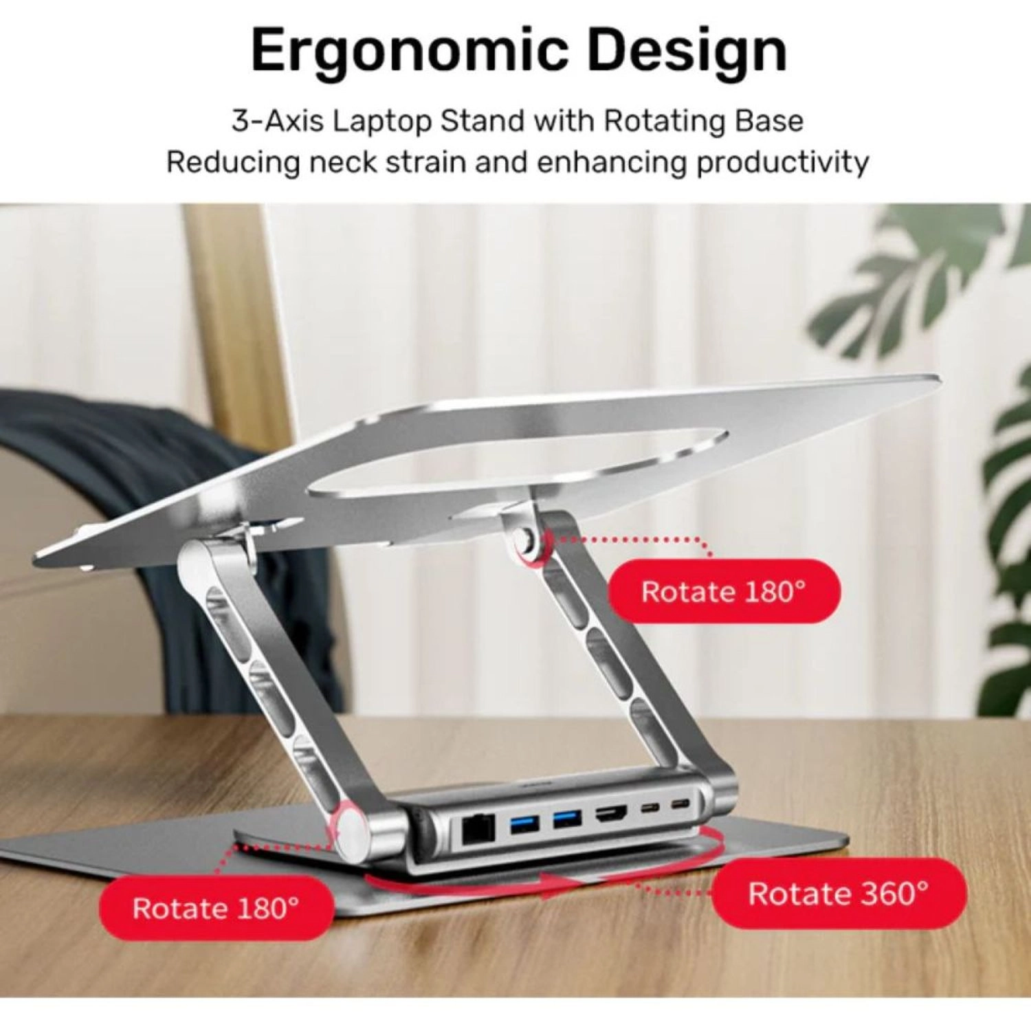 7-in-1 USB-C Foldable Laptop Stand - 100W Power Delivery 4K@60Hz HDMI