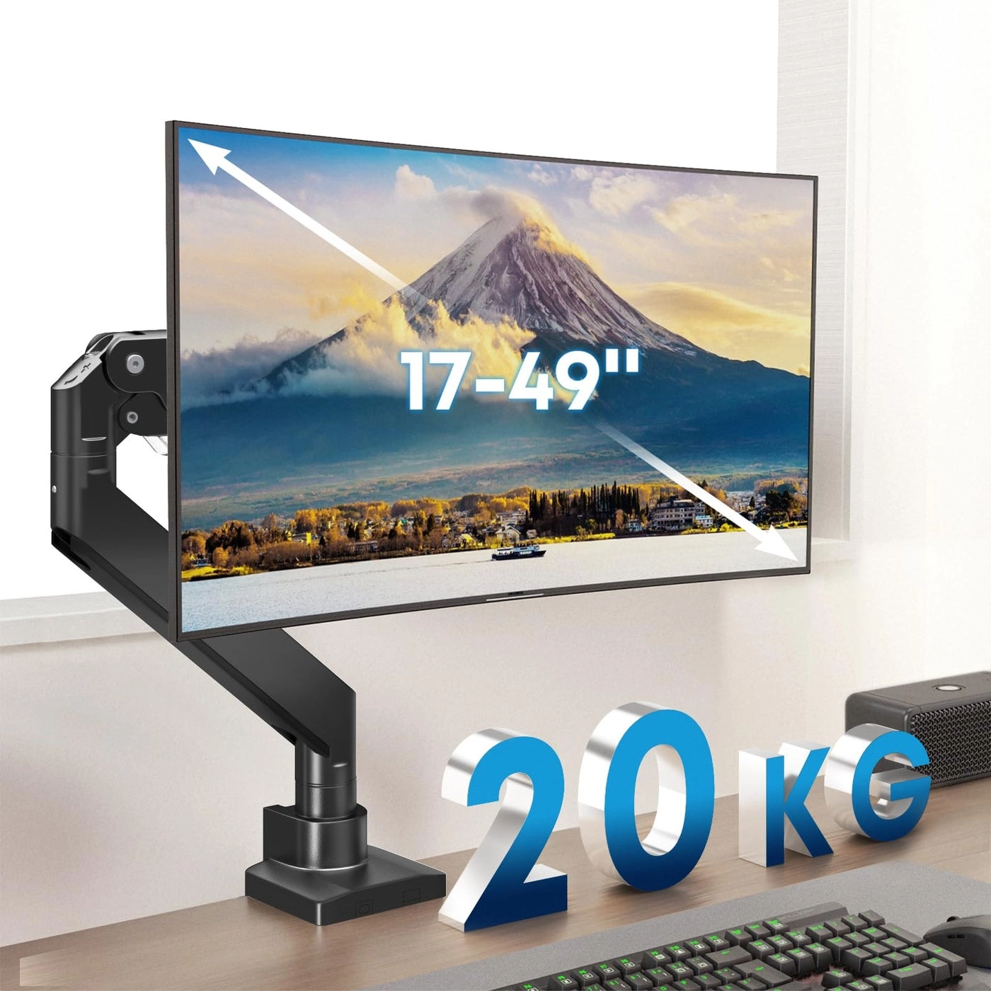 Monitor Desk Mount - Single Arm 17 - 49 Inch VESA 75 x 75 - 100 x 100 mm