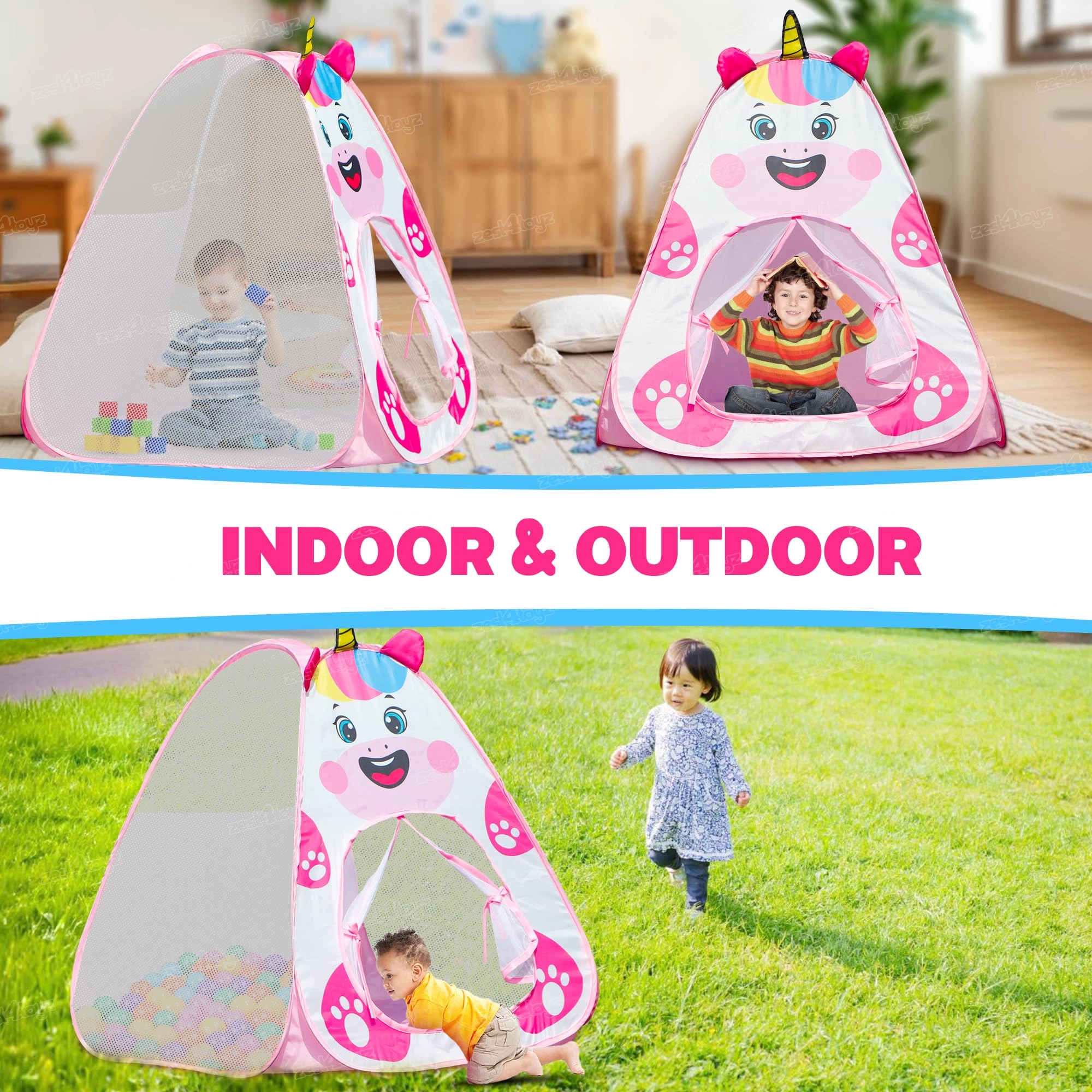 Pop Unicorn Tent - 79 cm x 79 cm x 95 cm Pink
