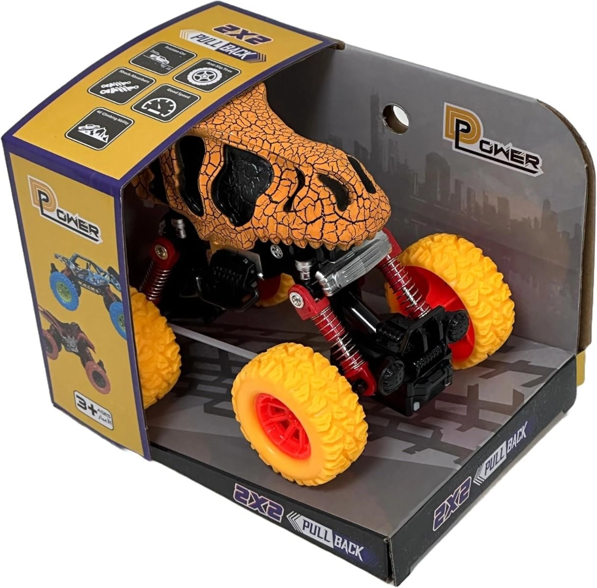 D-Power PullBack Dino Stunt Truck - Orange 3+