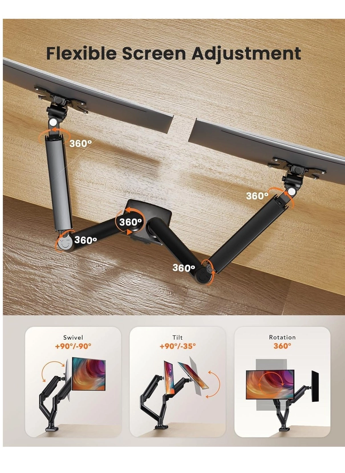 Dual Monitor Stand - 32 Inches 75x75/100x100mm