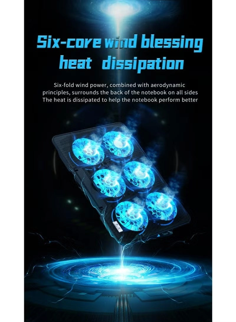 Laptop Cooling Pad - 6 fans 12-17 Inch