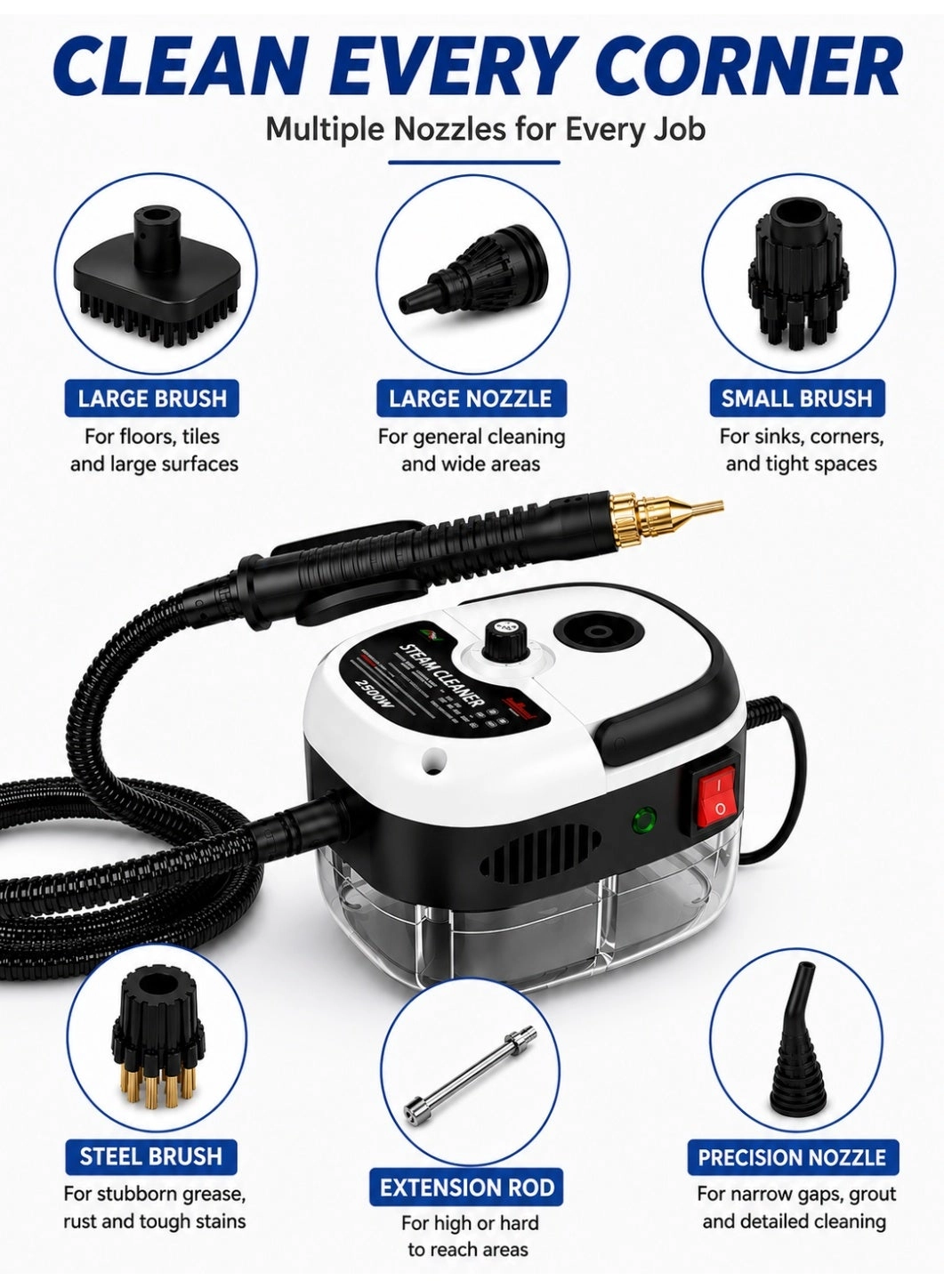 Handheld High Pressure Steam Cleaner - 3 Bar