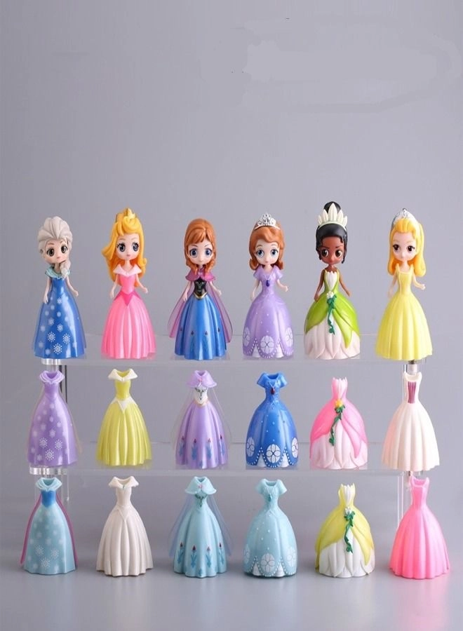 Princess Dolls and Dresses Set - 18 Pieces Multicolor Ages 1+