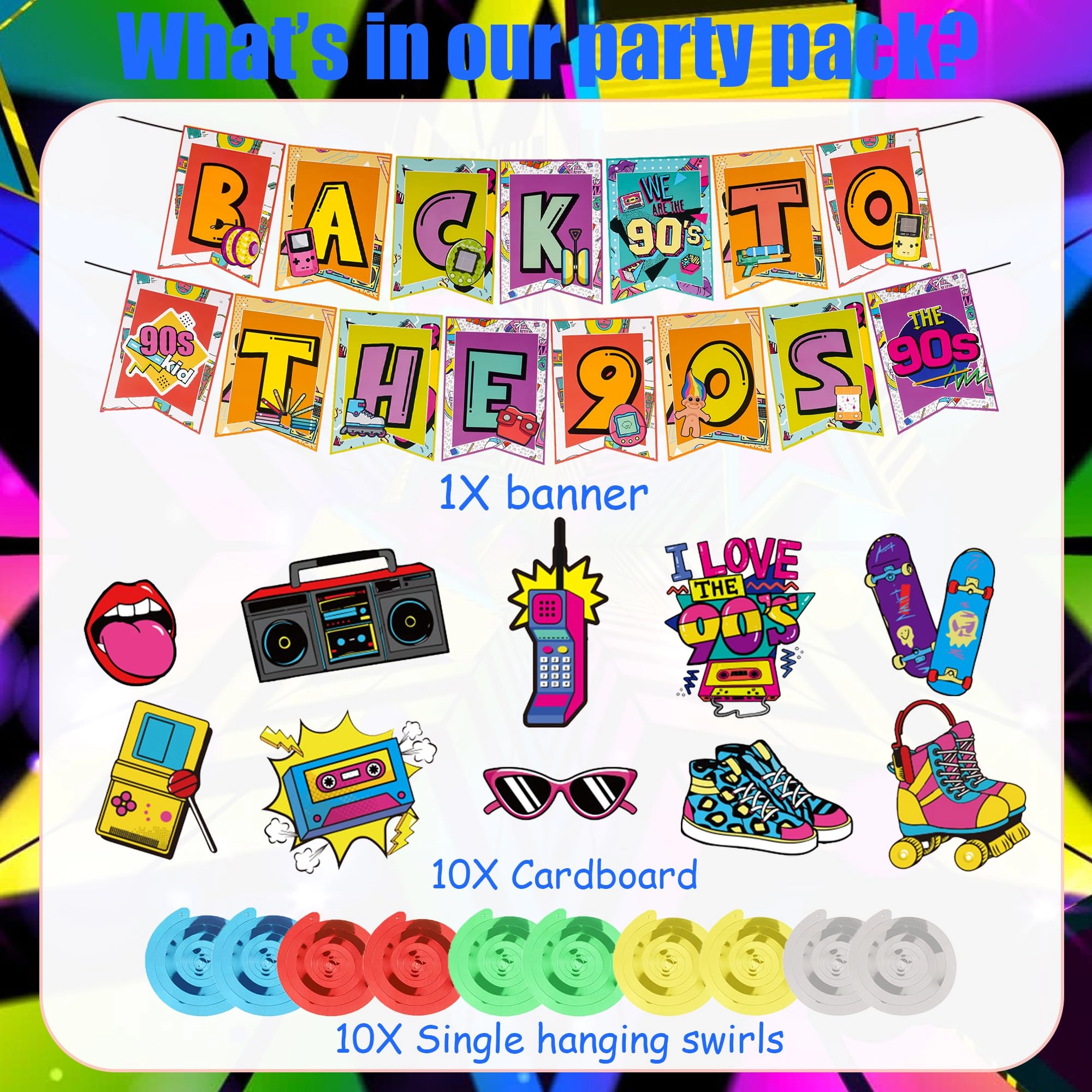 Disco 90s Party Decorations - 21.0 Count Birthday, Disco Party, Party