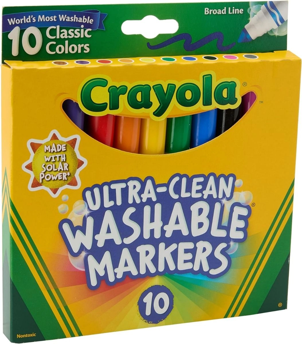 Crayola Color Max Broad Line Ultra-Clean Classic Washable Markers - 10 Pcs Multicolor