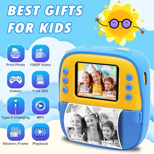 Kids Instant Digital Camera - 32GB 1080P Pink