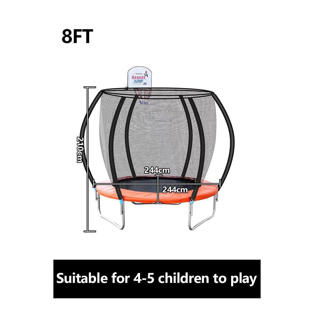 Spring Rider + Round Trampoline - 8FT + Caterpillar Tunnel + Slide and Swing Playground Set + Two Seater Seesaw